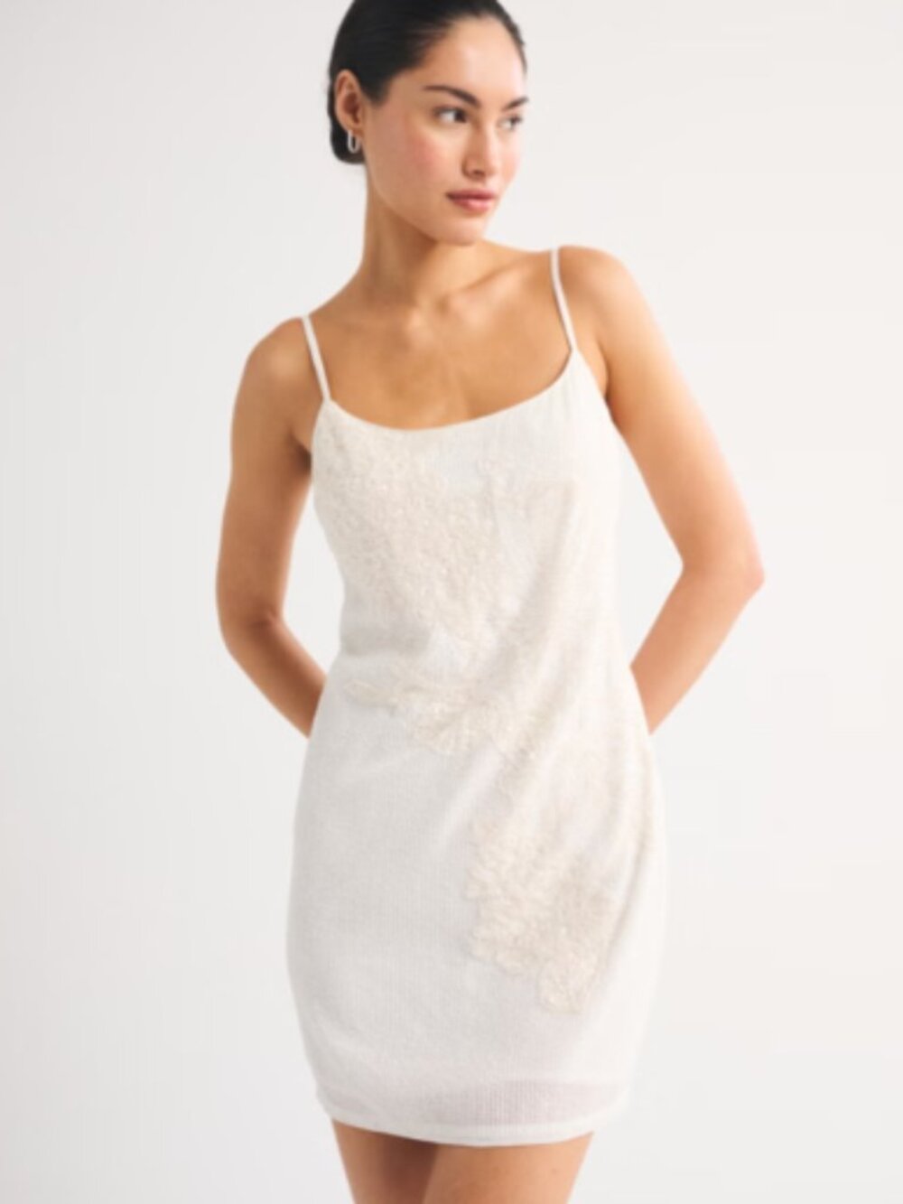 Abercrombie & Fitch NWT White Beaded Mini Dress (Medium/M) - Picture 1 of 5